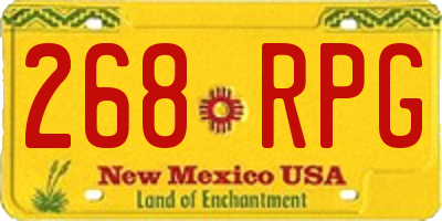NM license plate 268RPG