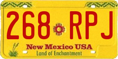 NM license plate 268RPJ