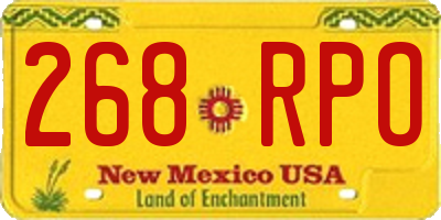 NM license plate 268RPO