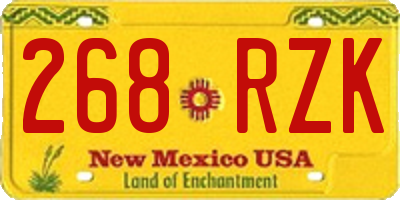 NM license plate 268RZK