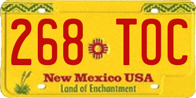 NM license plate 268TOC