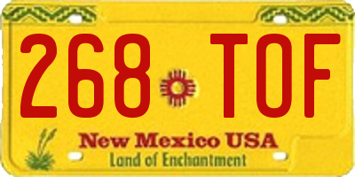 NM license plate 268TOF