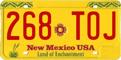 NM license plate 268TOJ