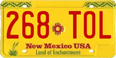 NM license plate 268TOL