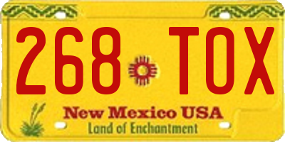 NM license plate 268TOX