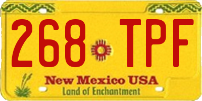 NM license plate 268TPF