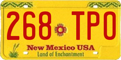 NM license plate 268TPO