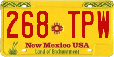 NM license plate 268TPW