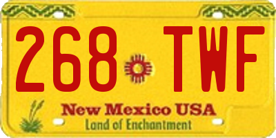 NM license plate 268TWF