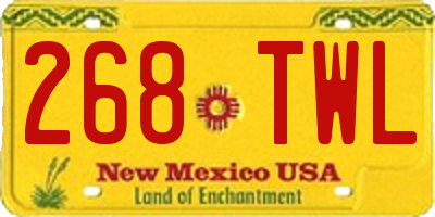 NM license plate 268TWL