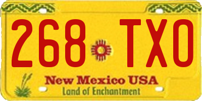 NM license plate 268TXO