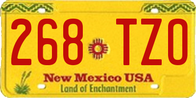 NM license plate 268TZO