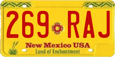 NM license plate 269RAJ