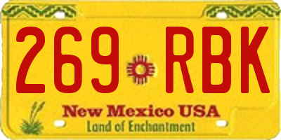 NM license plate 269RBK