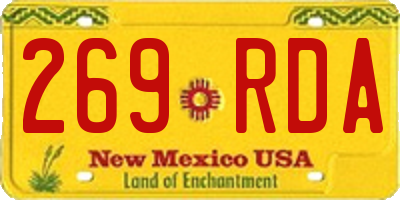 NM license plate 269RDA