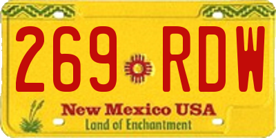 NM license plate 269RDW