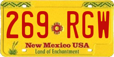 NM license plate 269RGW