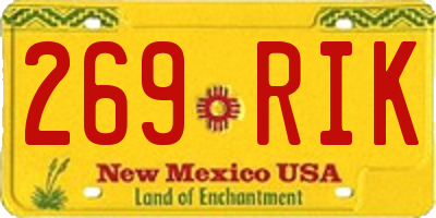 NM license plate 269RIK