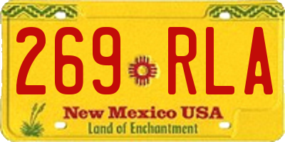 NM license plate 269RLA