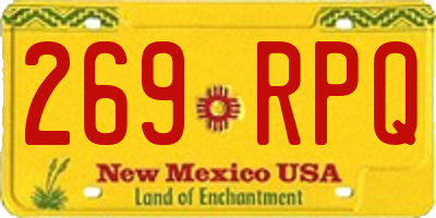 NM license plate 269RPQ