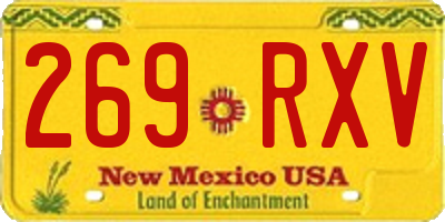 NM license plate 269RXV