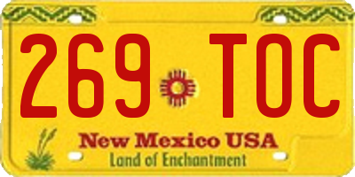 NM license plate 269TOC