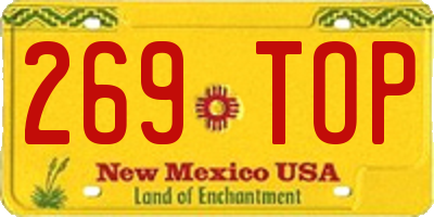 NM license plate 269TOP