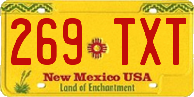 NM license plate 269TXT