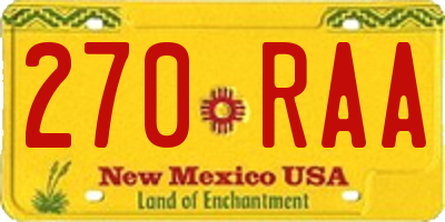 NM license plate 270RAA