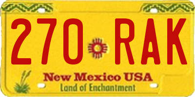 NM license plate 270RAK