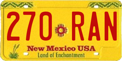 NM license plate 270RAN