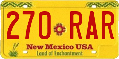 NM license plate 270RAR