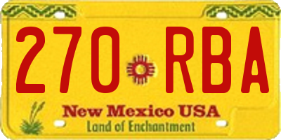 NM license plate 270RBA