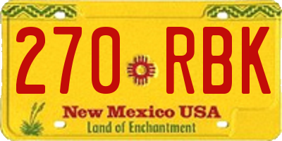 NM license plate 270RBK