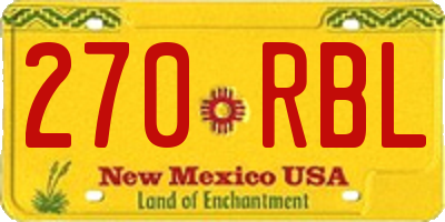 NM license plate 270RBL
