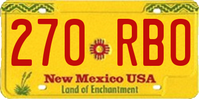 NM license plate 270RBO