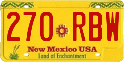 NM license plate 270RBW