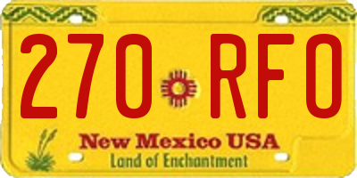NM license plate 270RFO