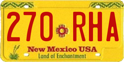 NM license plate 270RHA