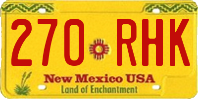 NM license plate 270RHK