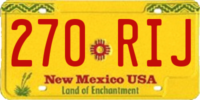 NM license plate 270RIJ