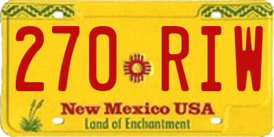 NM license plate 270RIW