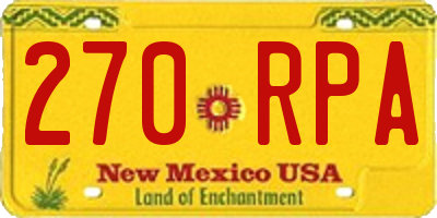 NM license plate 270RPA