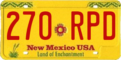 NM license plate 270RPD