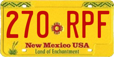 NM license plate 270RPF