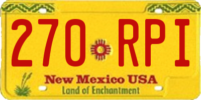NM license plate 270RPI
