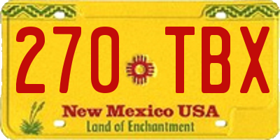 NM license plate 270TBX