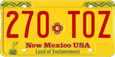 NM license plate 270TOZ