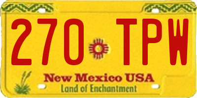 NM license plate 270TPW