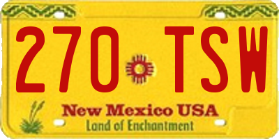NM license plate 270TSW